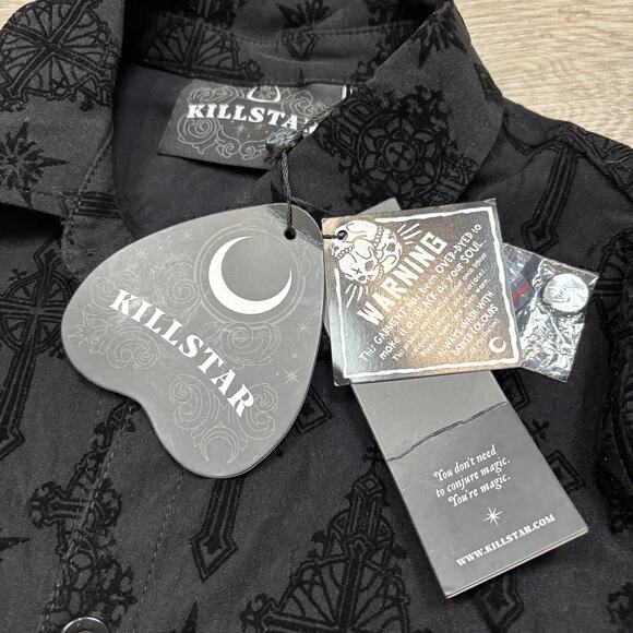 NWT Killstar Chris Cross Button Up Shirt Women's Medium Whimsygoth Emo - Picture 8 of 10